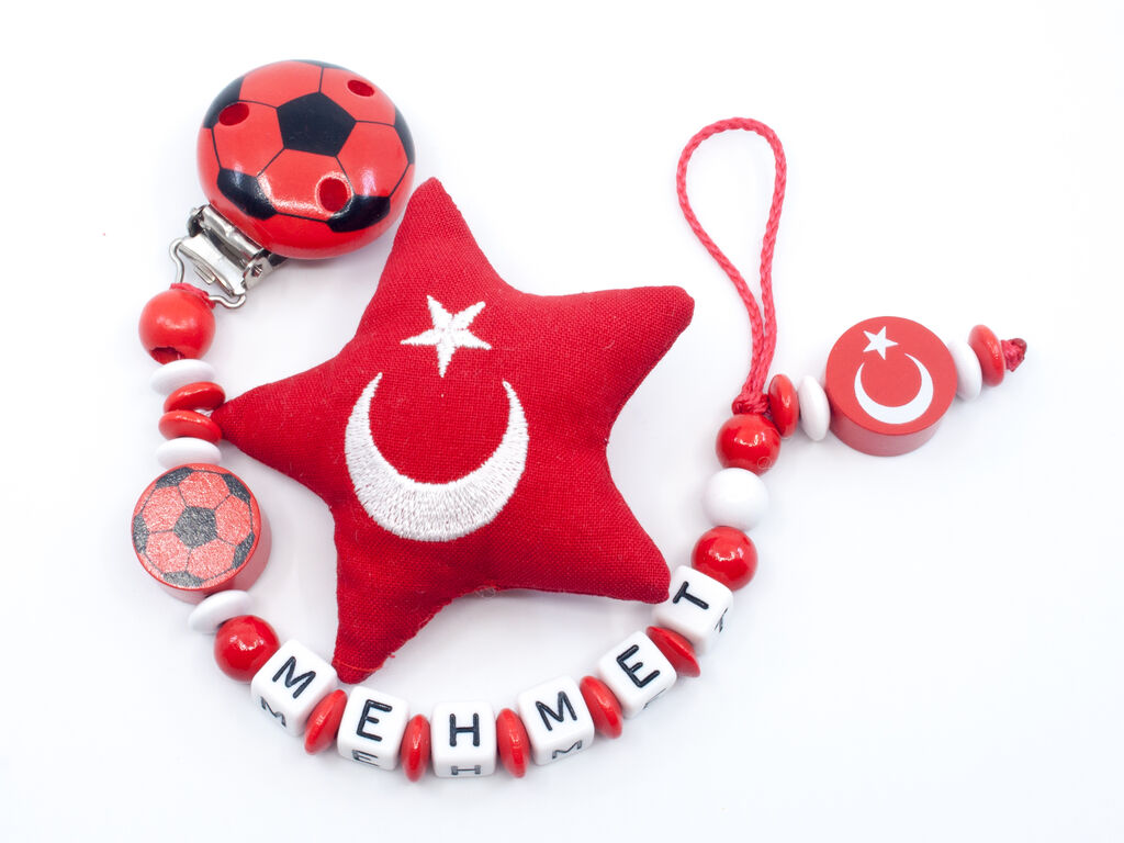 Nuggikette Fussball Türkei mit Stoffstern 'Mehmet'