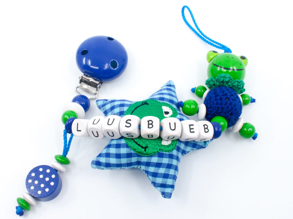 Nuggikette 3D Frosch 'Luusbueb' mit Stoffstern