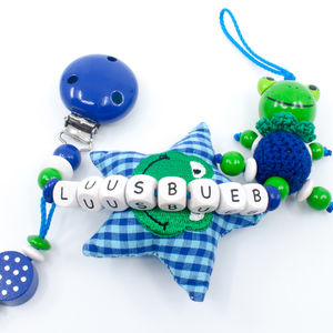 Nuggikette 3D Frosch \'Luusbueb\' mit Stoffstern