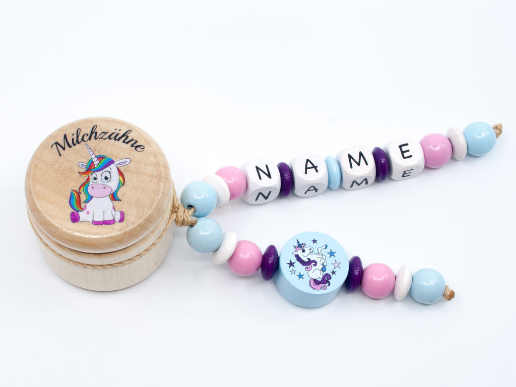 Milchzahndose Einhorn mit 'Name'